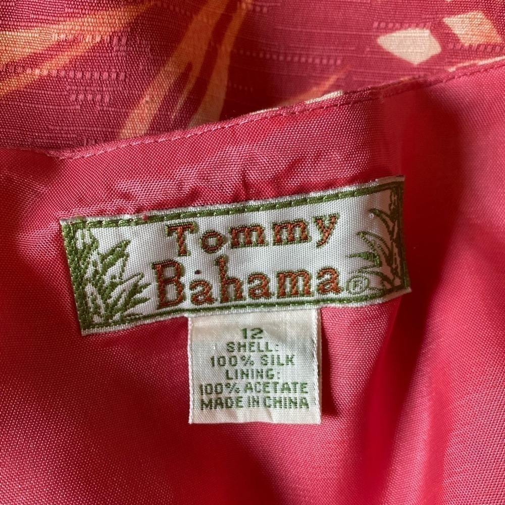 TOMMY BAHAMA Vintage 100% Silk Tropical Hawaiian Colorful Sheath Dress Size 12 - Picture 8 of 8